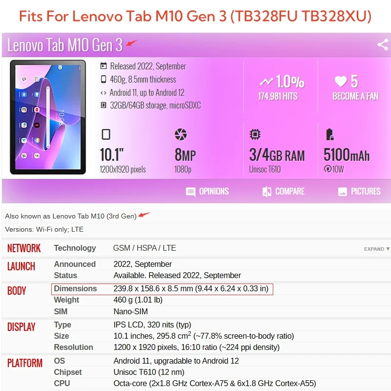 Capa For Lenovo Tab M10 3rd Ge - Tablet Cover Accessories 评论和价格
